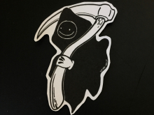 Grim Reaper with Smiley Face Sticker